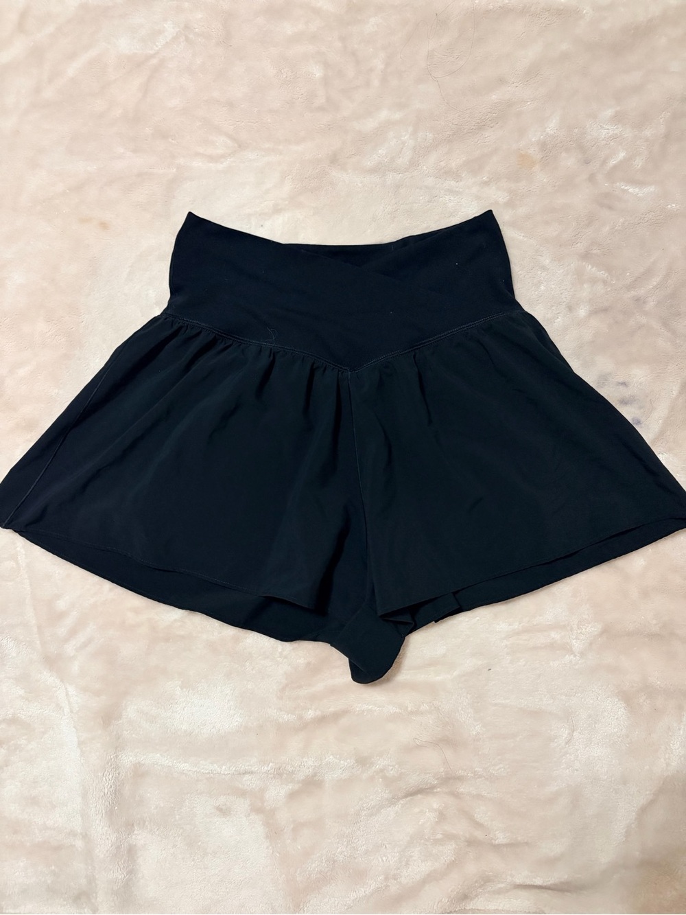 aerie Black High-Rise Flared Skort with V-Front Waistband